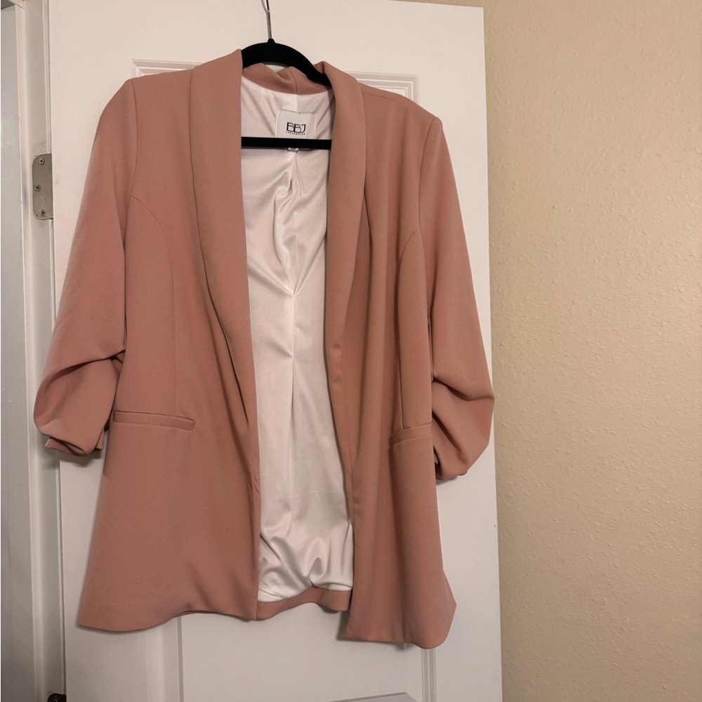 Light Pink Blazer with Ruched Sleeves